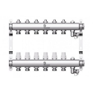 Коллектор нерж. Wester 1'-3/4 в сборе на 6 выходов с 2 заглушками