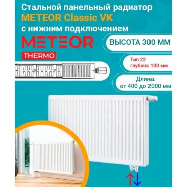 Радиатор стальной панельный Buderus (METEOR) Classic VK 22/300/800 ra (нижнее подкл.правый)