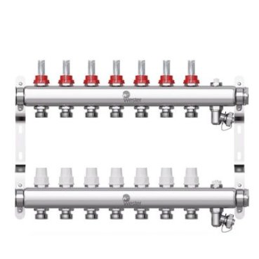 Коллектор нерж. Wester 1'-3/4 в сборе с расходомерами на 7 выходов