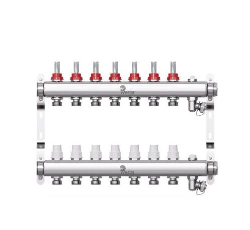 Коллектор нерж. Wester 1'-3/4 в сборе с расходомерами на 7 выходов
