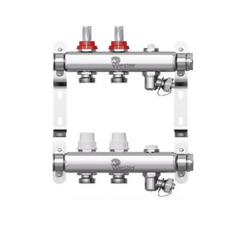 Коллектор нерж. Wester 1'-3/4 в сборе с расходомерами на 2 выхода